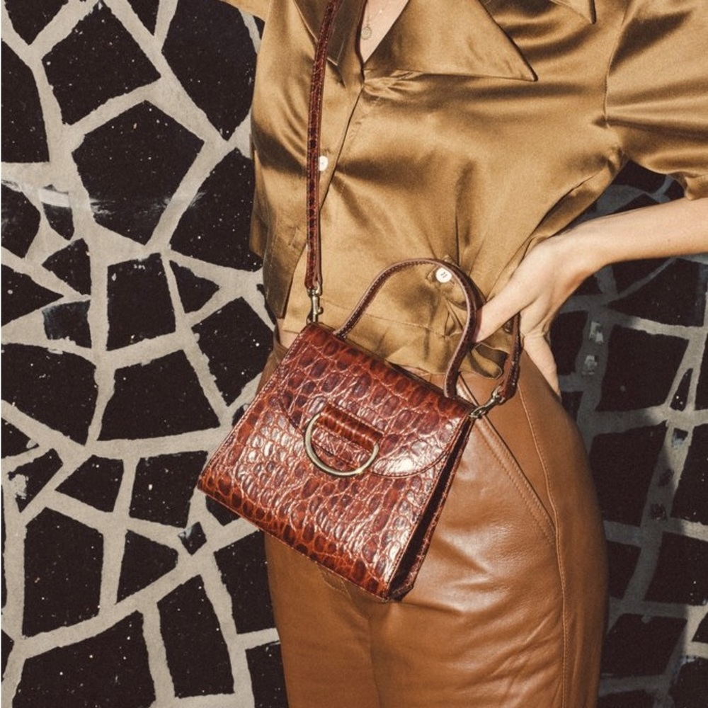 Little Liffner Little Lady bag, brown croc (Like New)
